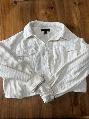 Forever 21 Off-White Corduroy Shirt Jacket